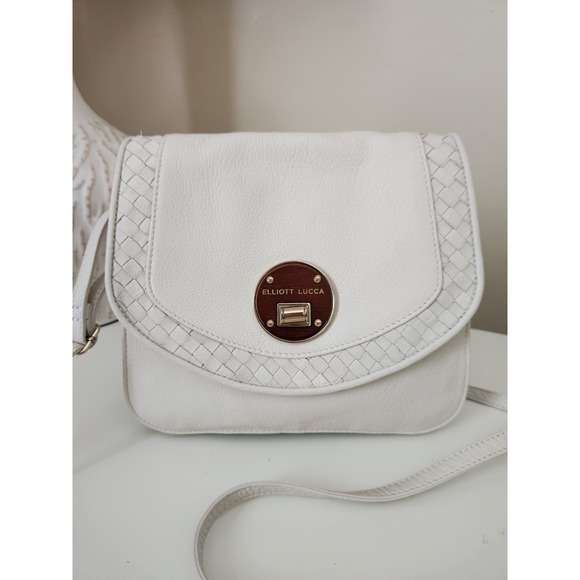 Elliot Lucca Women's Crossbody Purse/Handbag Genuine Leather White Cream - Picture 3 of 10
